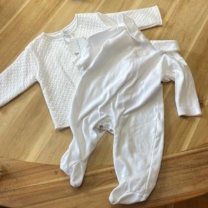Kissy Kissy baby rattle jacquard 2 piece outfit set footie & rattle christening